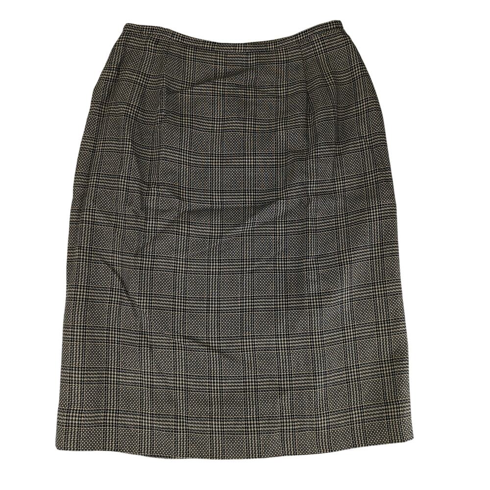 Vintage‎ Rena Rowan for Saville Pleated Midi Skirt Brown Black Plaid USA Women 8